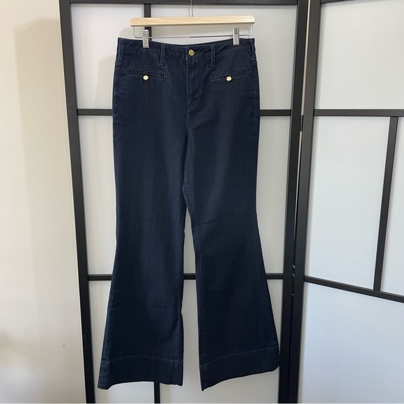 [31] Pilcro & Letterpress Superscript Hi Rise Flare Leg Dark Wash Denim Jean - Picture 1 of 16